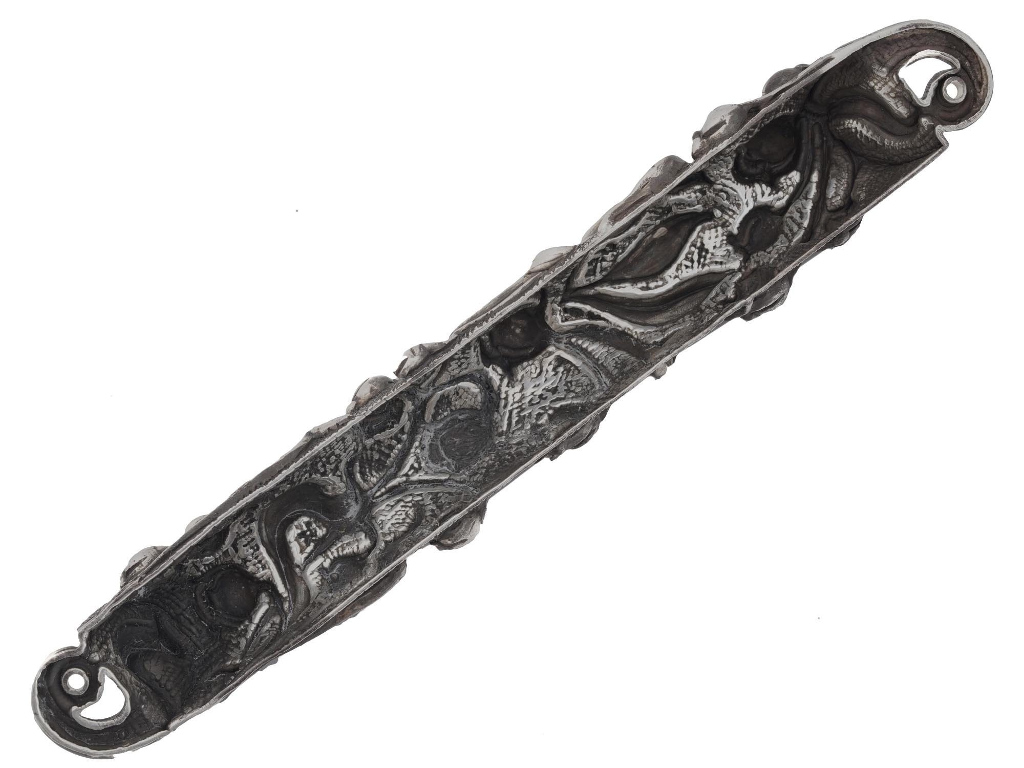 RUSSIAN 84 SILVER EMBOSSED FLORAL DESIGN MEZUZAH PIC-3